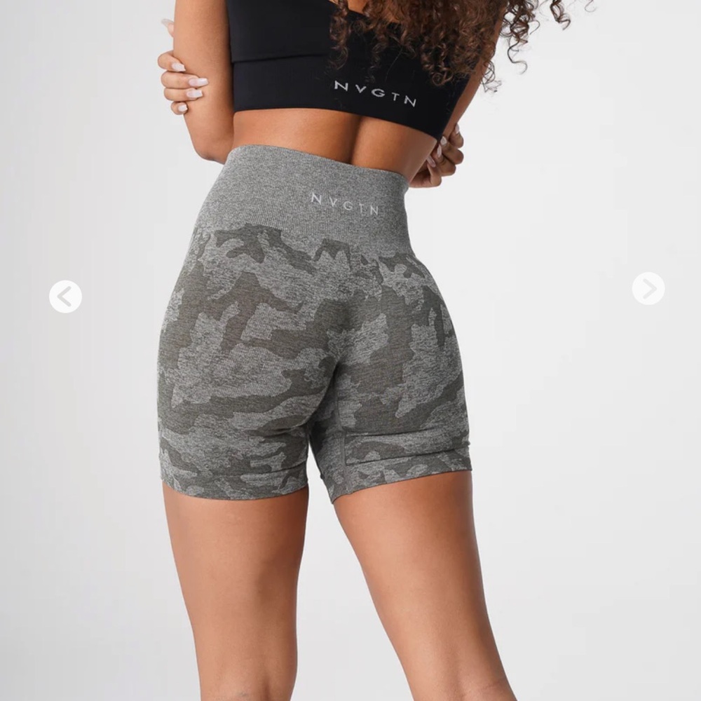 NVGTN Gray Camouflage High-Waisted Athletic Shorts